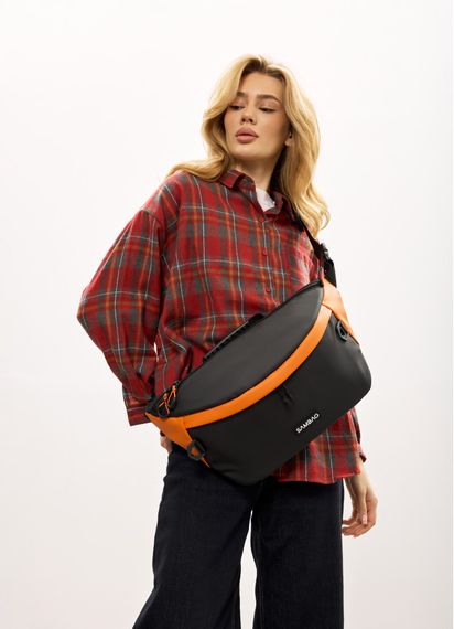 Жіноча cумка-бананка під ноутбук Sambag Urban Laptop чорно-помаранчева 46 × 26 см (51411129) | Зображення 1