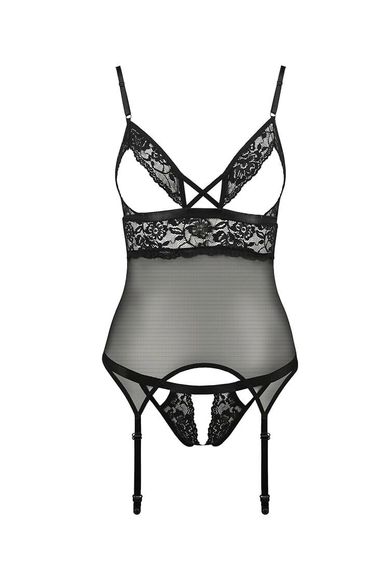 Корсет с открытой грудью Passion DIABOLINA CORSET Черный S/M