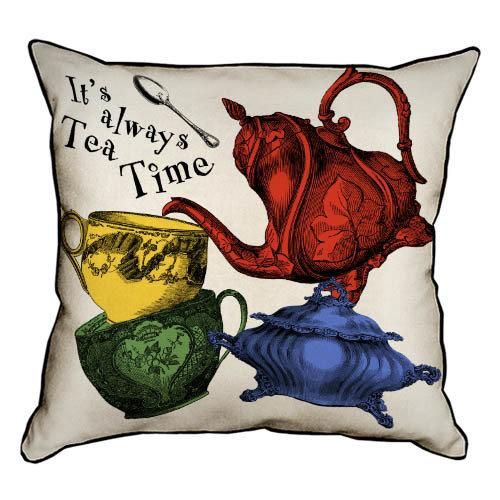 Подушка з мішковини It`s always tea time 45x45 см (45PHB_WON023_WH)