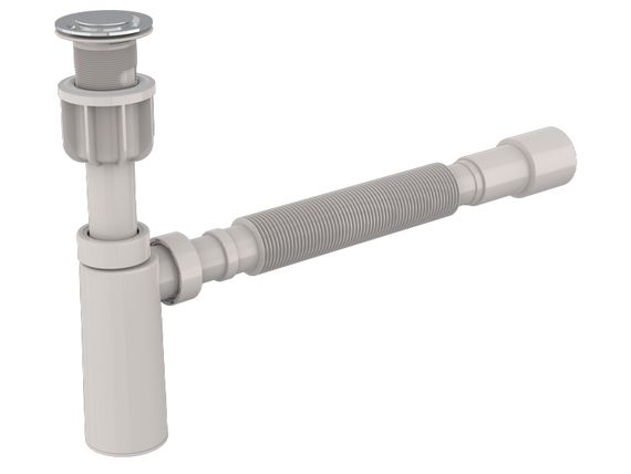 Преміум сифон для умивальника click-clack, ClickFlow Pro з пластик злив клапаном G-11/4"(8см) 18шт