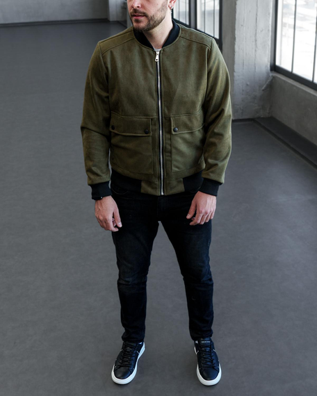 Бомбер замш карман Премиум хаки S | Зображення 1
