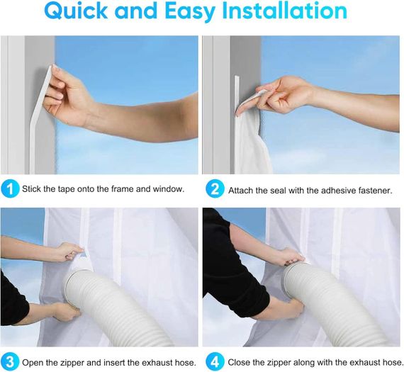 Ущільнювач для вікон мобільних кондиціонерів 300 см, водонепроникний, вітрозахисний, для витяжного повітря для відкритого вікна | Зображення 5