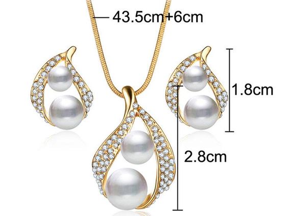 Комплект сережки з підвіскою Primolux "Pearls" - Gold | Зображення 4