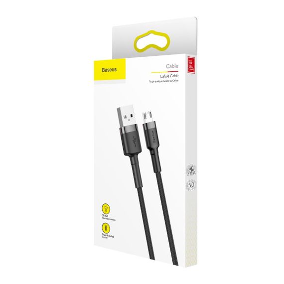 Дата кабель Baseus Cafule MicroUSB Cable 2.4A (1m) (CAMKLF-B) Сірий / Чорний | Зображення 4