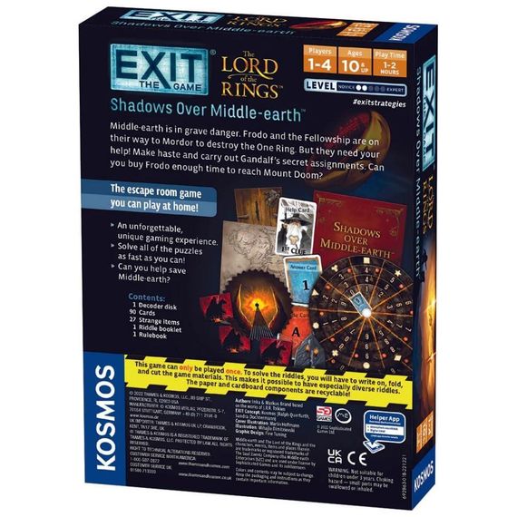 Настольная игра EXIT: The Lords Of The Rings (Властелин колец: Тени над Средиземьем) на английском | Зображення 2