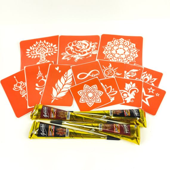 Набір хни з трафаретами для біо-тату №4 henna-set-04 | Зображення 2