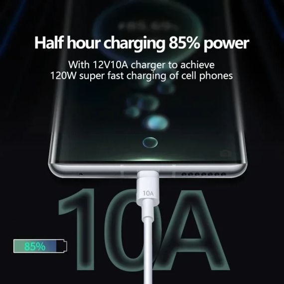 Кабель для передачі даних 10А USB - Type-C white 2m білий | Зображення 1