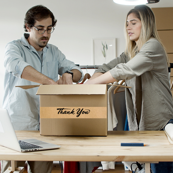 Скотч этикетка крафт "Thank You 02", 50х294 мм (100 шт/рулон) с принтом, самоклеющаяся Viskom | Зображення 5