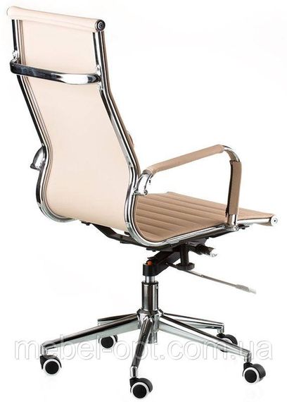 Крісло Solano artleath бежеве репліка крісла Eames Style HB Ribbed Office Chair EA 119 | Зображення 3