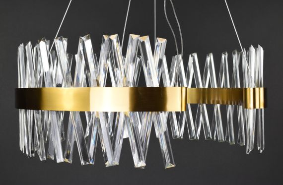 Люстра світлодіодна підвісна LED світильник для квартири на стелю лед 27223 Латунь 45-170х80х80 см. | Зображення 3