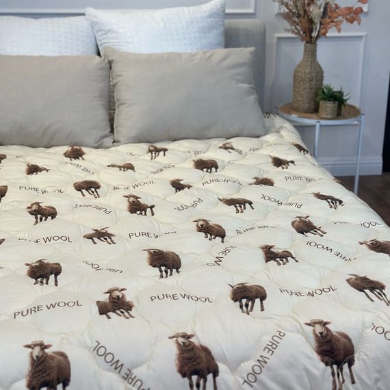 Ковдра полуторна з з овечої вовни Arda Pure Wool 21433 150х210 см бежева