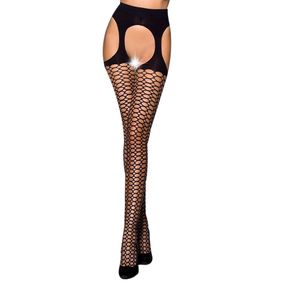 Еротичні колготки TIOPEN 004 nero (fishnet 40 den) - Passion, імітація панчох і пояса, 3/4