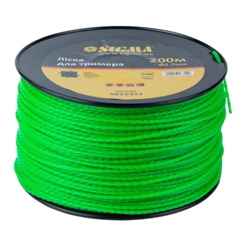 Ліска для тримера d2,7мм 200м зріз/кручений квадрат SIGMA
