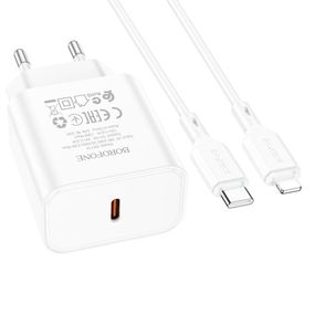 Мережевий Зарядний Пристрій Borofone BA71A Power PD20W Type-C to Lightning Колір Білий