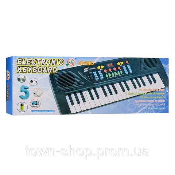 Синтезатор игрушечный MQ-3768D 43 см, 37 клавиш, от USB, микрофон
