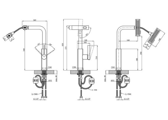 Змішувач для кухні з висувним виливом Kroner KRP Edelstahl Klassisch - ESG03918 (CV032498) | Зображення 1