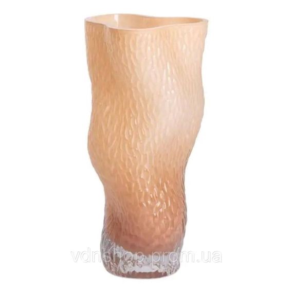 Ваза для квітів скляна з тисненням 14.5х11х30 см ваза декоративна для інтер'єру 1.6 л Бежева HP-10-31 | Зображення 1