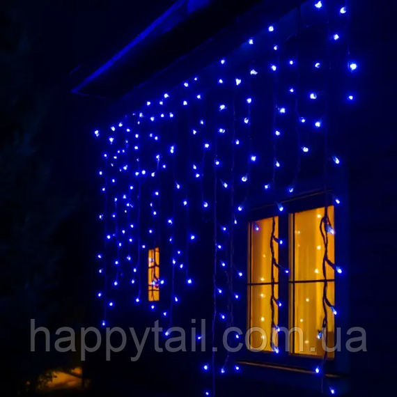 Вулична гірлянда бахрома 12 м 200 led чорний провід Синій 12MBBL | Зображення 1