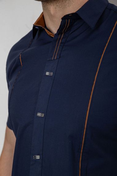 Рубашка мужская однотонная, цвет темно-синий, 214R7003-5 | Зображення 4