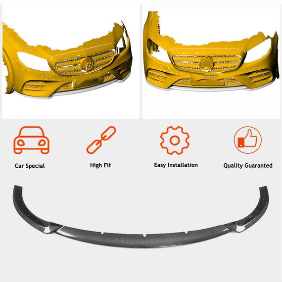 Накладка на передній бампер Lip V2 (для AMG-Line / E43 AMG 2016-2019, Карбон) для Mercedes E-сlass W213 рр | Зображення 1