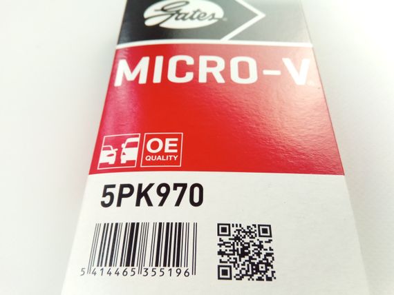 Ремінь генератора струмковий Lanos 1.5 (з ГУР), GATES (5PK970) (96144933) | Зображення 2