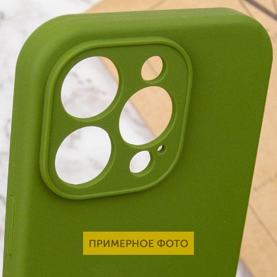 Чехол Silicone Case Full Camera Protective (AA) NO LOGO для Apple iPhone 16 (6.1") Зеленый / Dark Olive | Зображення 3