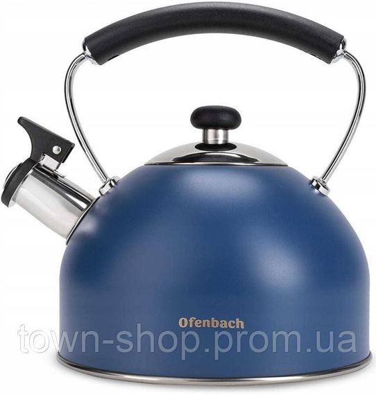 Чайник Ofenbach 2.2л нержавеющая сталь со свистком, синий матовый NB-100327 | Зображення 1