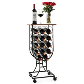 Стелаж винний Costway Mobile Sommelier на коліщатках у формі келиха на 14 пляшок коричневий
