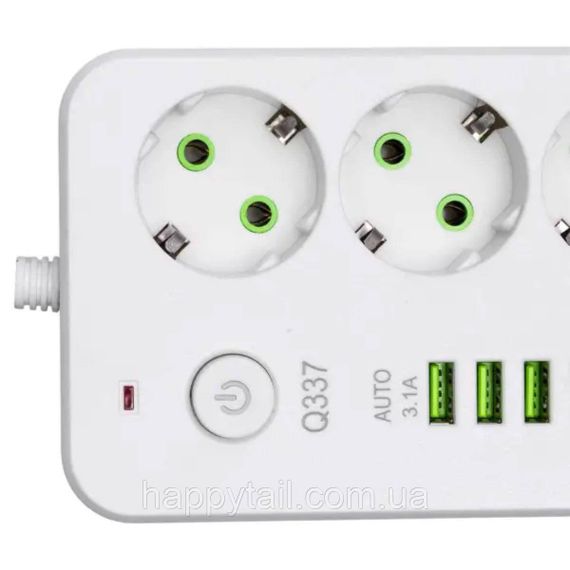 Мережевий фільтр-подовжувач 5 розеток 4xUSB-A 1xUSB-C 3м білий HP-5-49 | Зображення 3