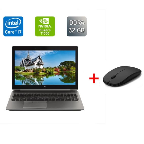 Мобильная рабочая станция Б-класс HP zBook 15 G6 / 15.6" (1920x1080) IPS / Intel Core i7-9850H (6 (12) ядер по 2.6 - 4.6 GHz) / 32 GB DDR4 / 128 GB SSD + 500 GB HDD / nVidia Quadro T1000, 4 GB GDDR5, 128-bit / Fingerprint / WebCam / HDMI б/у + Подарок