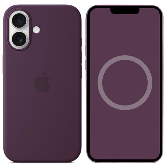 Чохол Silicone case (AAA) full with Magsafe and Animation для Apple iPhone 16 (6.1") Plum