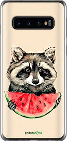 Чохол на Samsung Galaxy S10 Єнотик з кавуном "4605u-1640-2448"