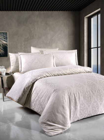 Постільна білизна First Choice Jacquard Satin 200х220 Sofya Champagne