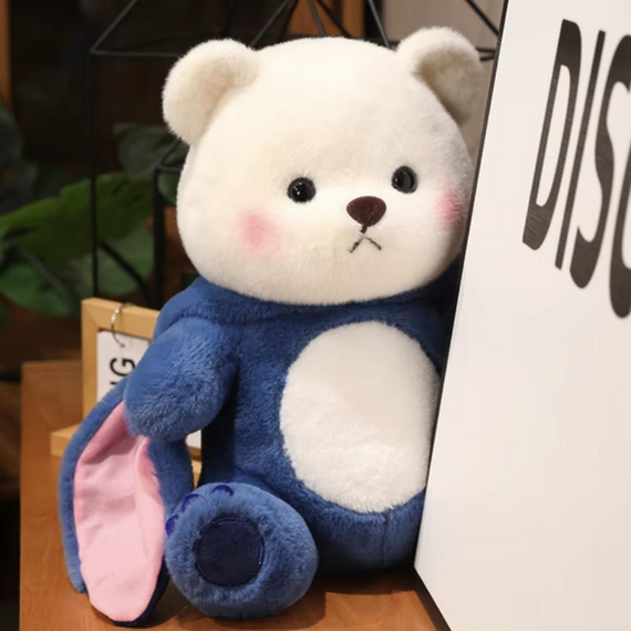 М'яка іграшка плюшевий Мішка у капюшоні Стіч, 72 см іграшка з капюшоном Ведмедик Стіч Синій | Зображення 4