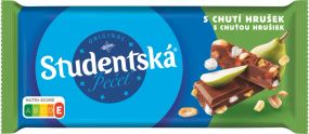 Шоколад молочний з грушею і шматочками арахісу Studentska Mlecna, 180 г, Чехія