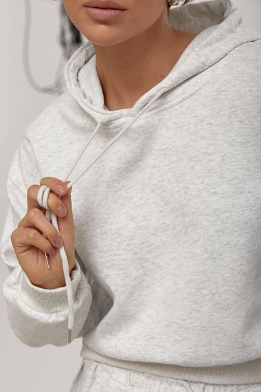 Спортивний костюм із худі та прямими штанами зі швами навиворіт - світло-сірий цвет, M (є розміри) | Зображення 3