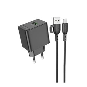 Мережевий зарядний пристрій Borofone BAS12A 1 USB QC 3.0 18 W + USB to Type-C