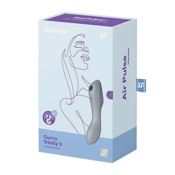 Вакуумный стимулятор с вибрацией Satisfyer Curvy Trinity 3 BlueGrey sexstyle | Зображення 4