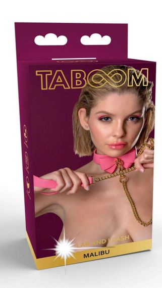 Ошейник с поводком Taboom Malibu Collar and Leash из веганской кожи, розовый Sex Aura