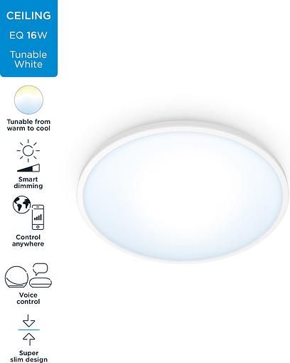 Світильник WiZ стельовий розумний SuperSlim Ceiling, 16W, 1500lm, 29,2см, 2700-6500K, Wi-Fi, білий (929002685101) | Зображення 9