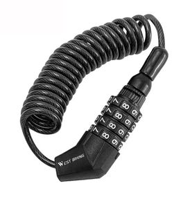 Велосипедный кодовый замок West Biking Lock-01 со стальным противоугонным тросом 1,5 м – Black