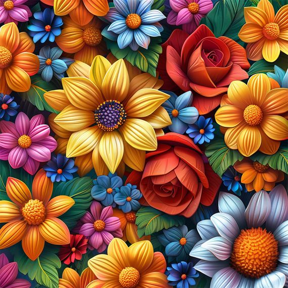 Алмазна мозаїка "Квіткова колекція" BH029 неповна викладка 25х25 см | Зображення 1