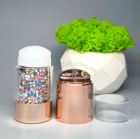 Подвійний силіконовий штамп для стемпінга з різнокольоровими стразами (діаметр  25мм)