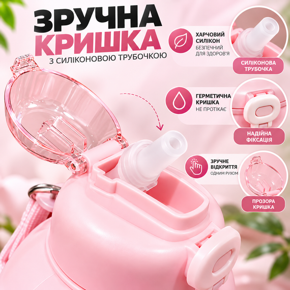 Спортивна еко-пляшка YURLEX 1500 мл з ручкою та трубочкою — велика пляшка для води 1,5 л, рожевий градієнт | Зображення 2