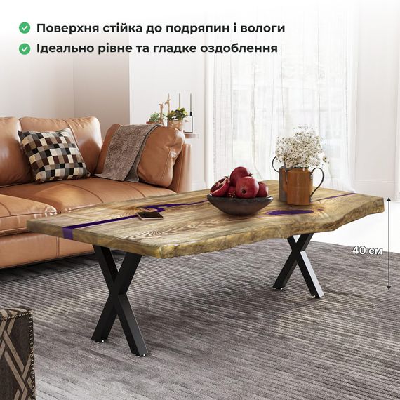 Стіл "Базовий" із натурального ясеня та епоксидної смоли 130х65 см | Зображення 5