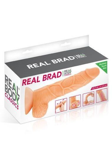 Фалоімітатор із рухомою крайньою плоттю Real Body — Real Brad, діаметр 4,5 см, TPE | Зображення 2