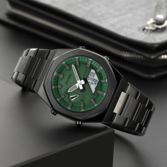 Чоловічий годинник Skmei 1816BKGNWT Black-Green-White | Зображення 3