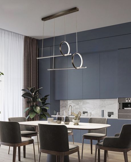 Люстра світлодіодна підвісна LED світильник для квартири на стелю лед 27172 Чорний 50-150х25х100 см. | Зображення 9