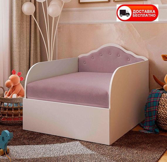 Дитяче розкладне ліжко Princess 1900х800 мм, м'яка оббивка велюр рожевий Dusty Rose