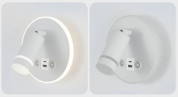 Прикроватная лампа Primo поворотный сенсорный настенный светильник для спальни с USB-зарядкой - White | Зображення 2